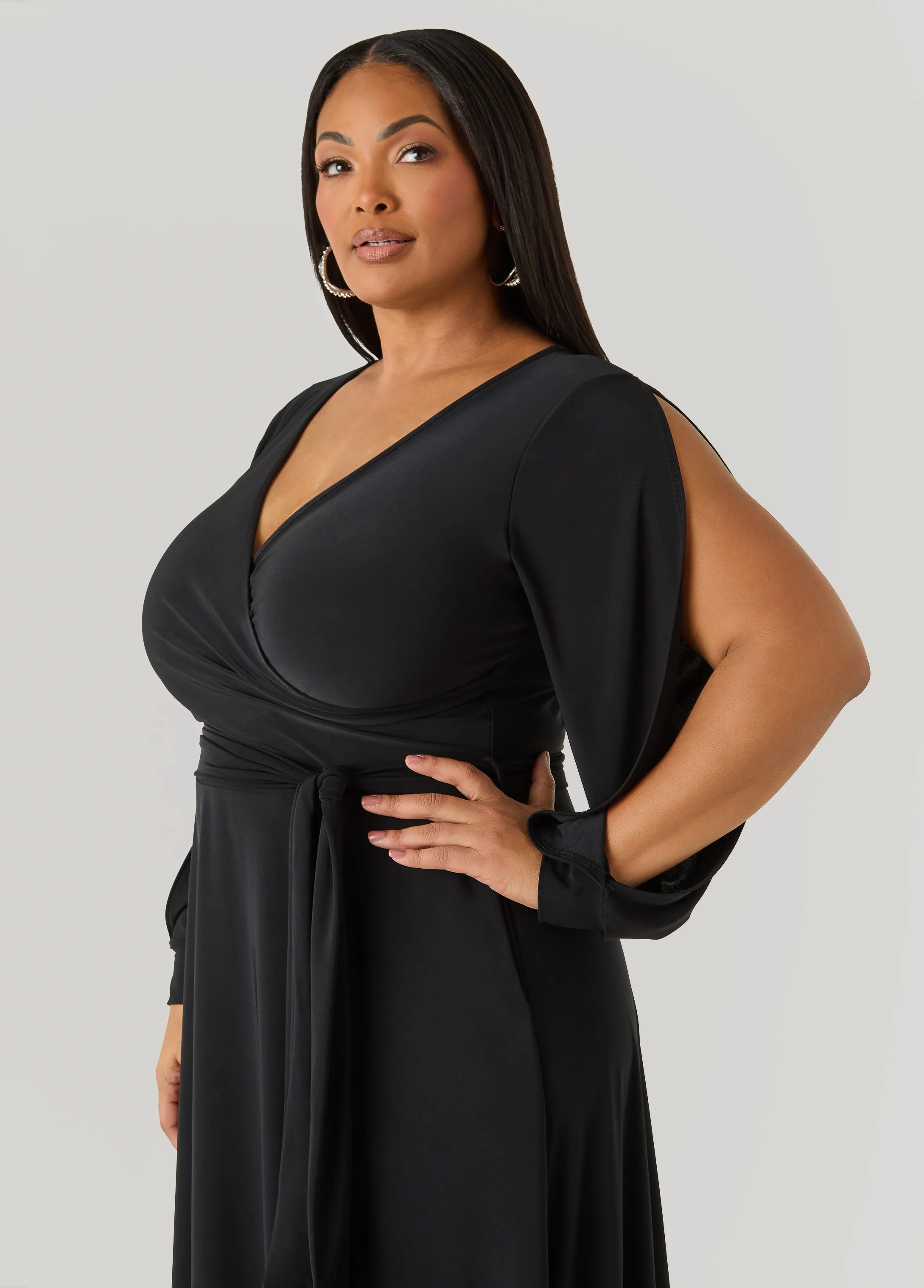 Split Sleeved A Line Maxi Dress - Image 4