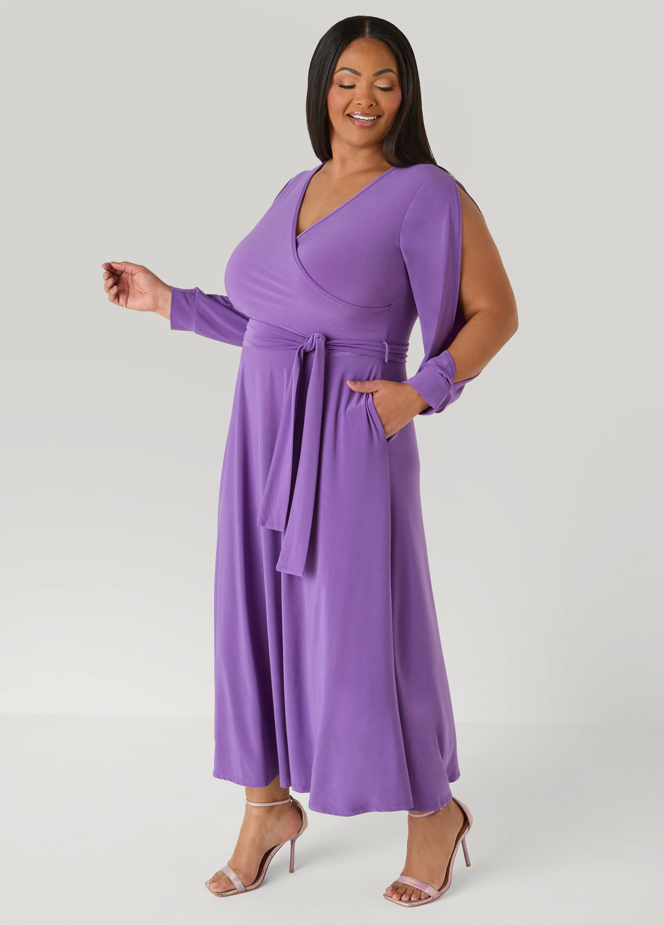 Split Sleeve A Line Maxi Dress - Image 7