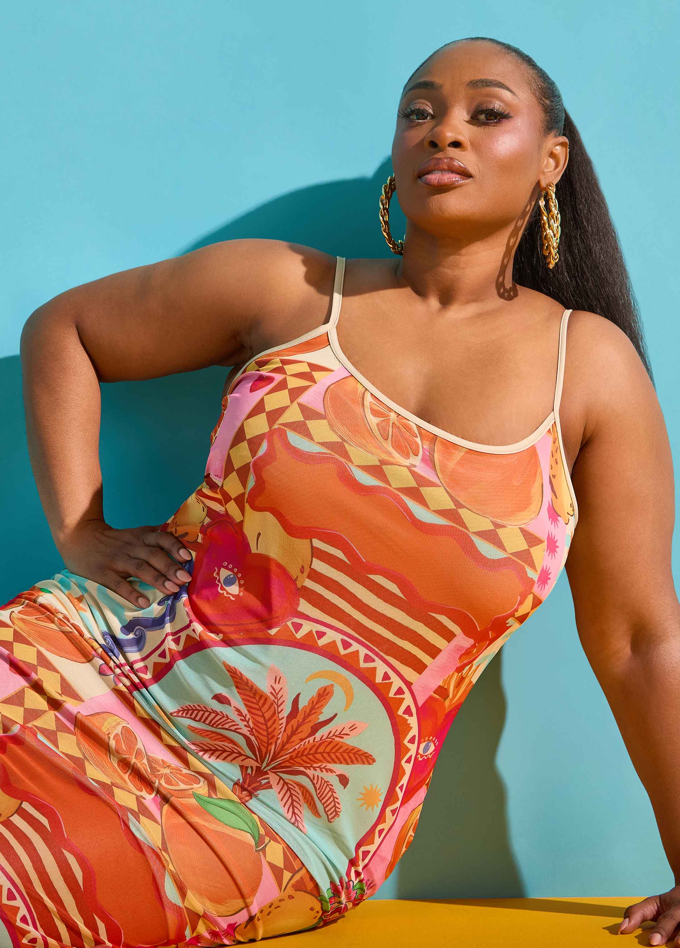 Printed Mesh Maxi Slip Dress - Image 3
