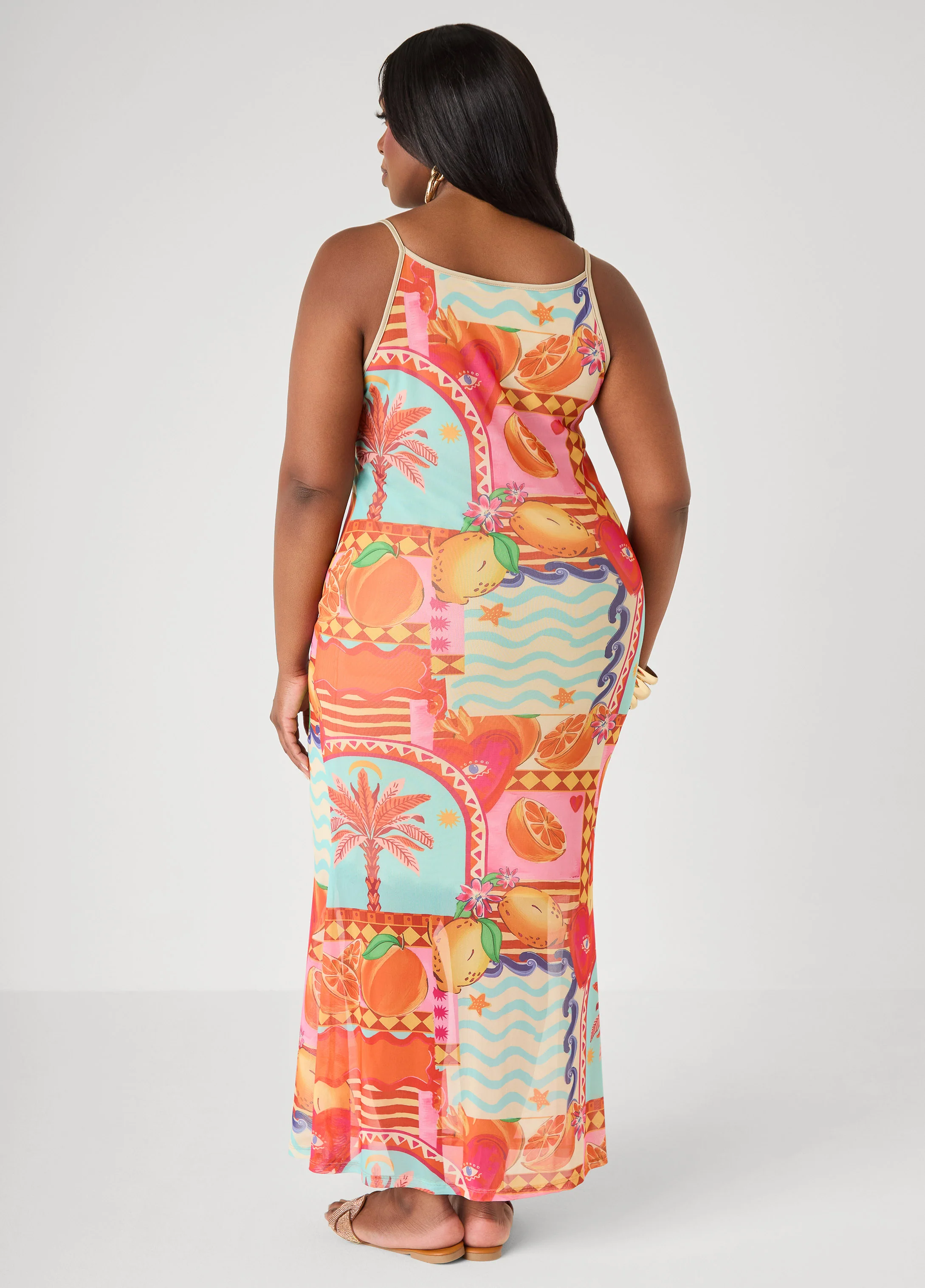 Printed Mesh Maxi Slip Dress - Image 6