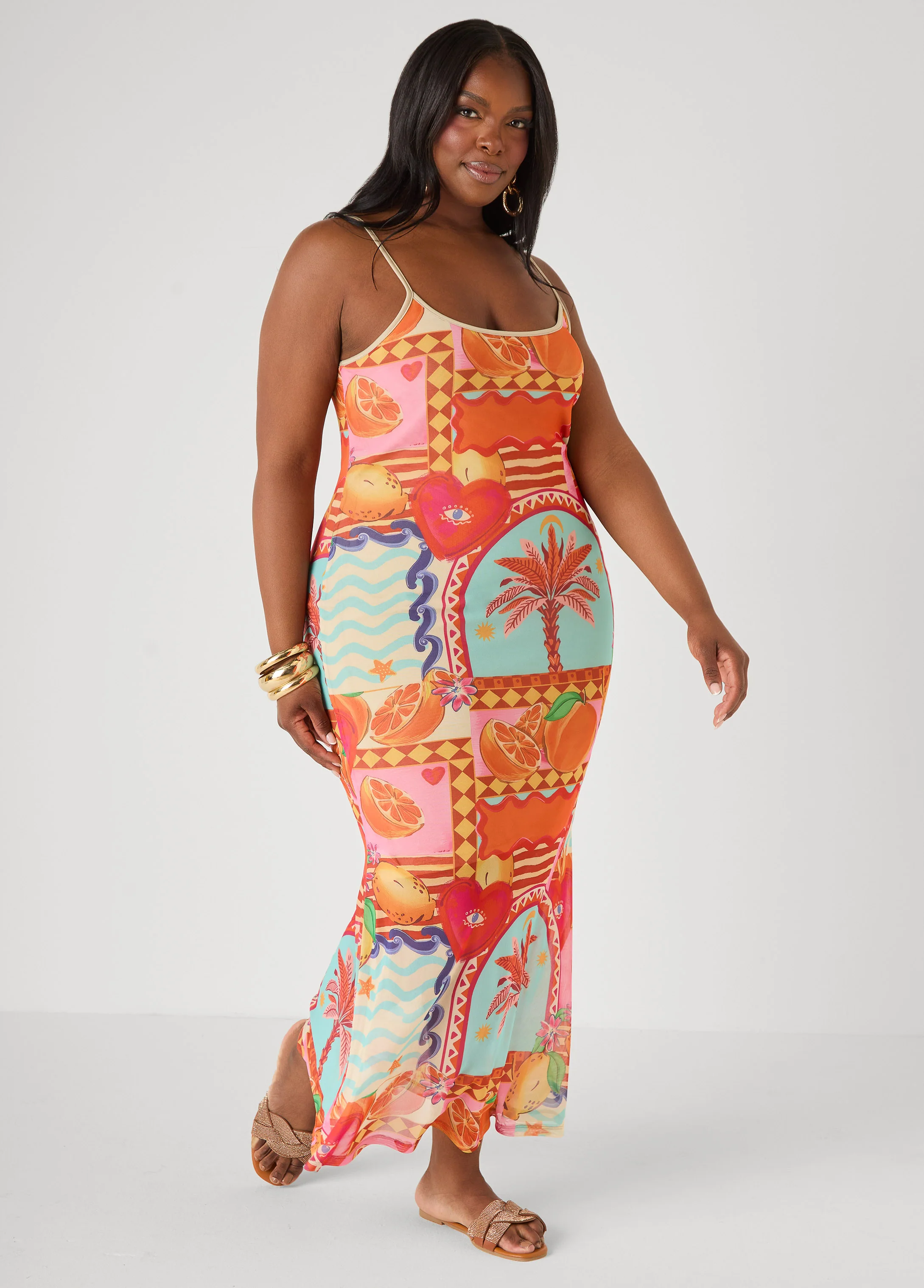 Printed Mesh Maxi Slip Dress - Image 8