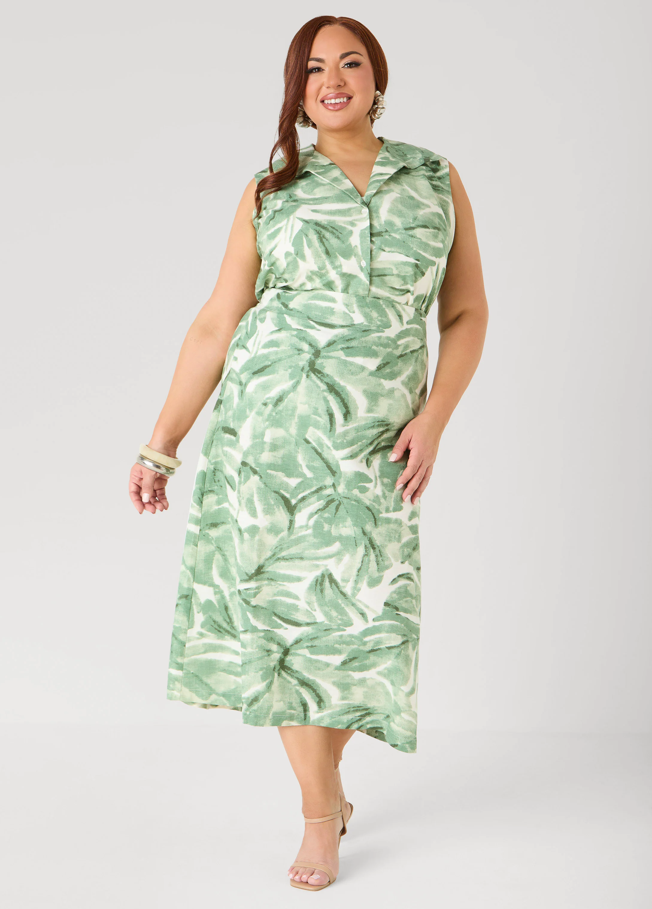 Palm Print Linen Blend Skirt - Image 4