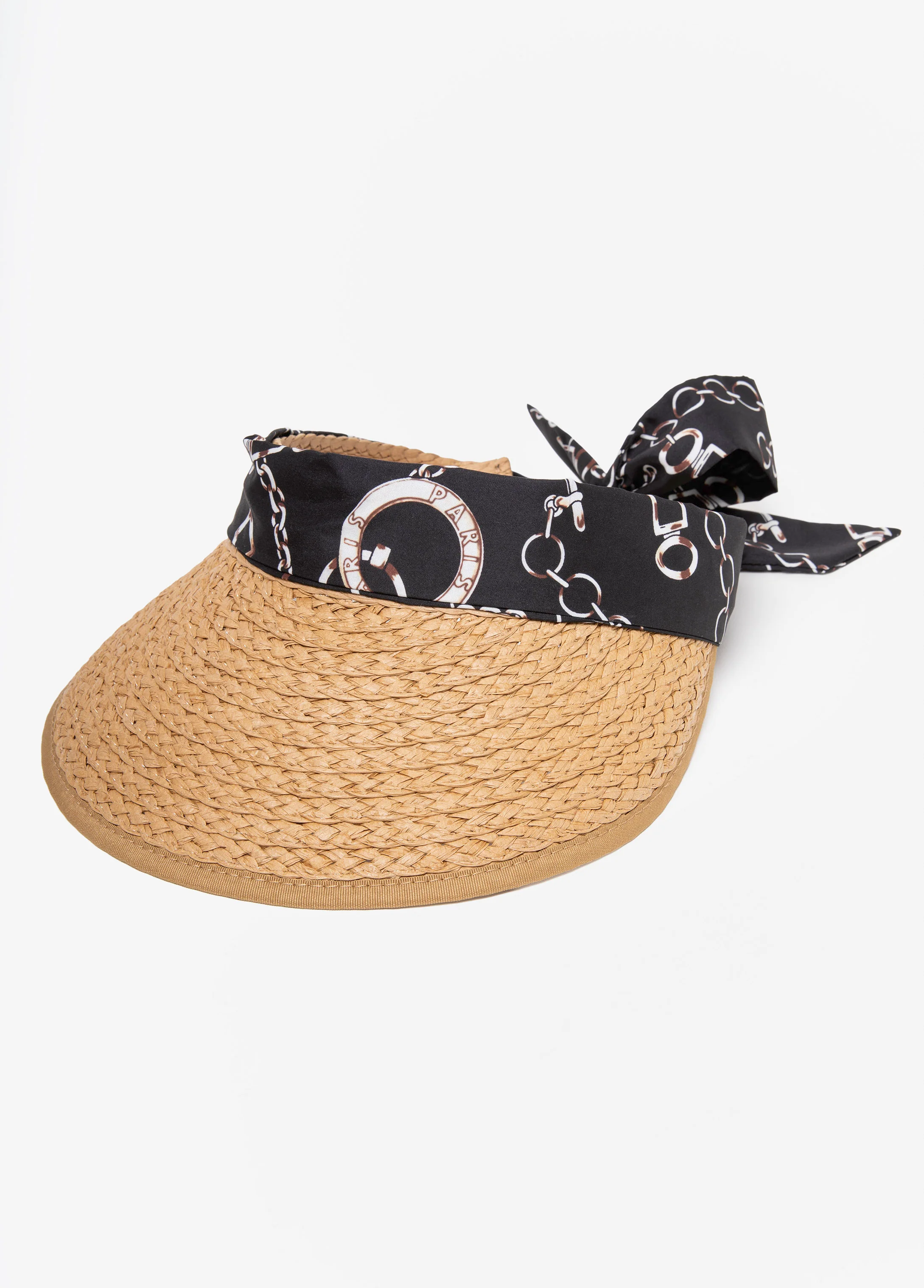 Scarf Paneled Straw Visor - Image 3