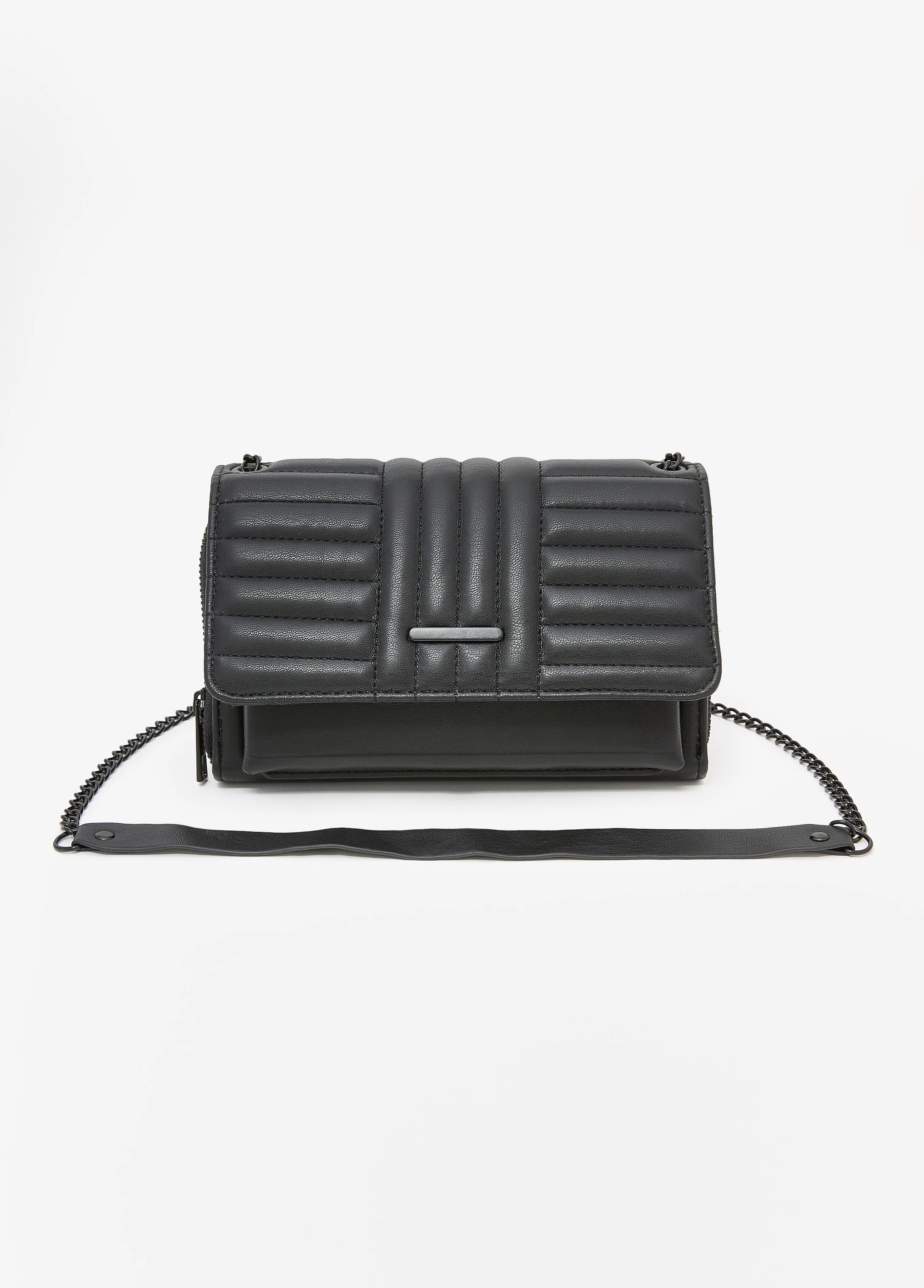 Quilted Faux Leather Flap Bag - Image 3