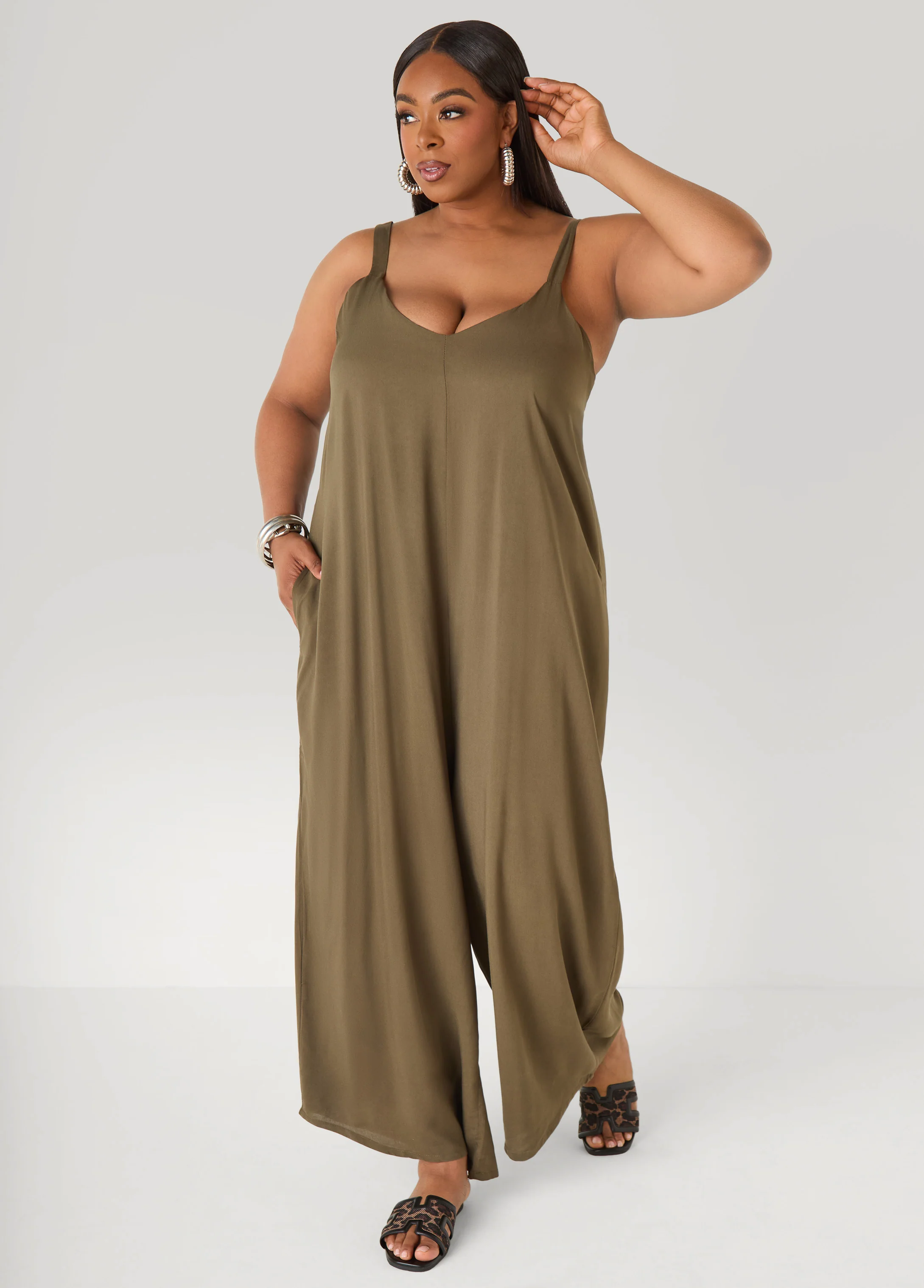 Woven Wide Leg Jumpsuit - Image 3