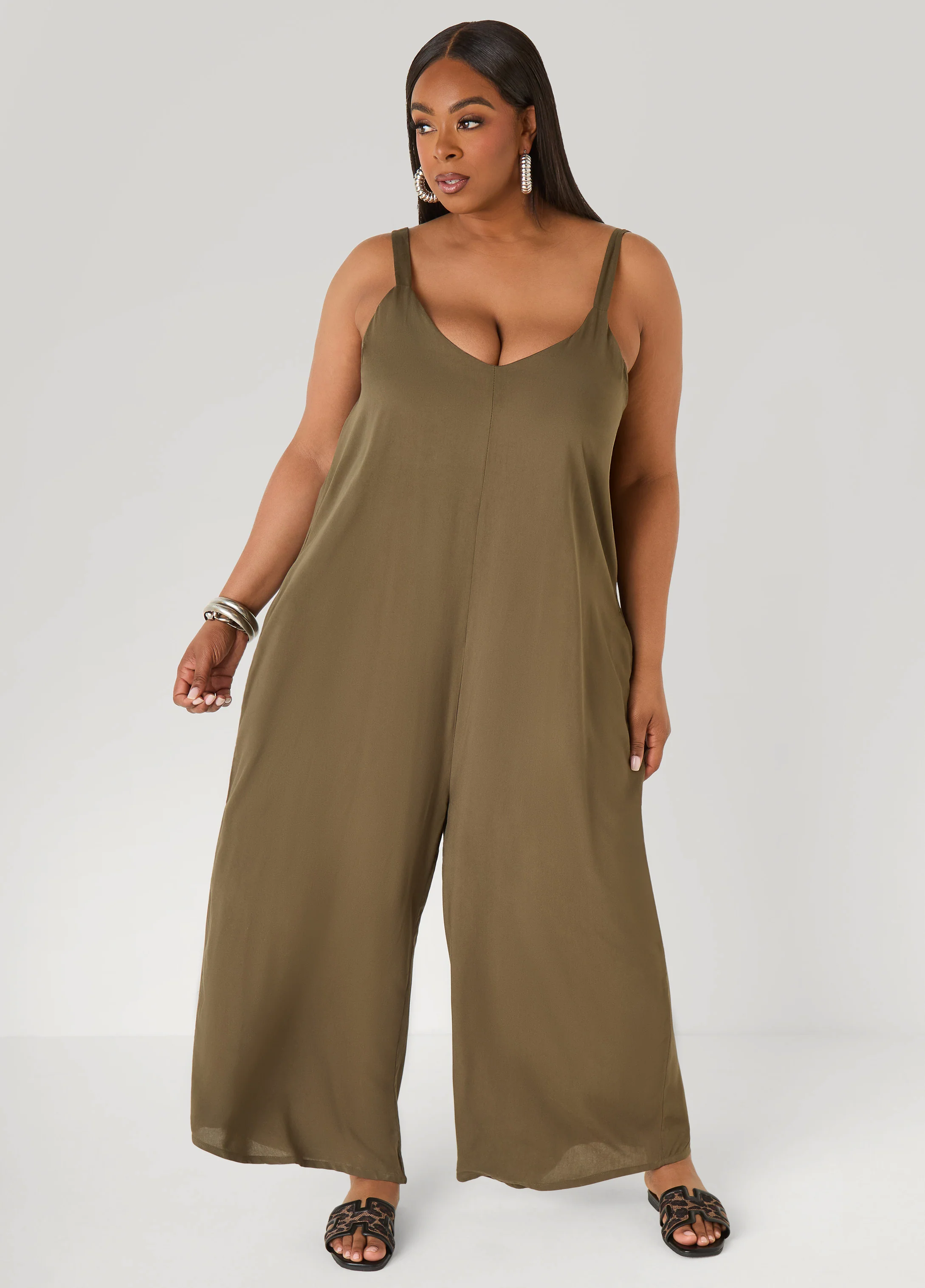 Woven Wide Leg Jumpsuit - Image 4