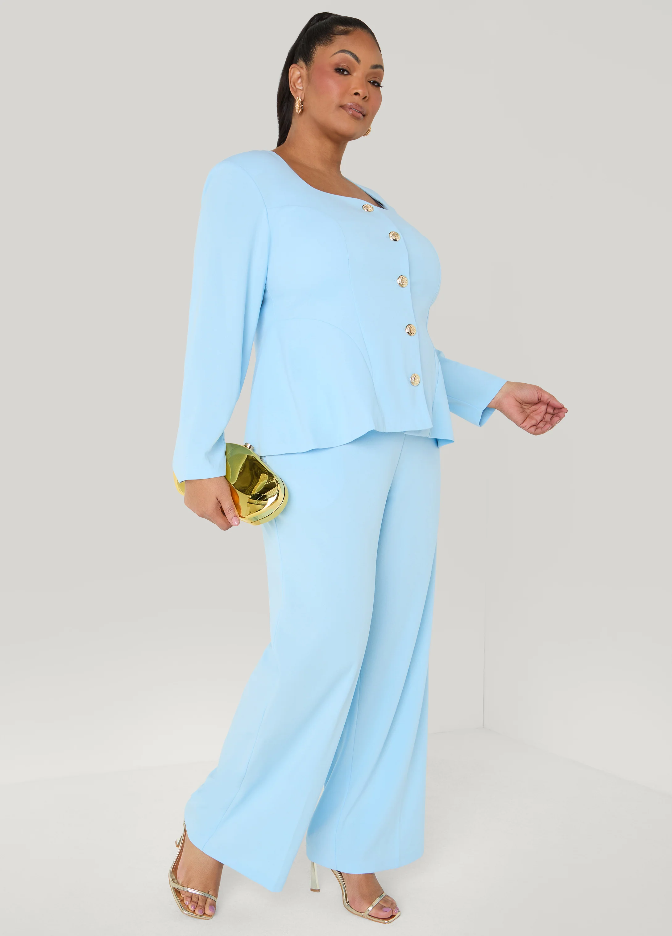 Square Neck Peplum Blazer - Image 5