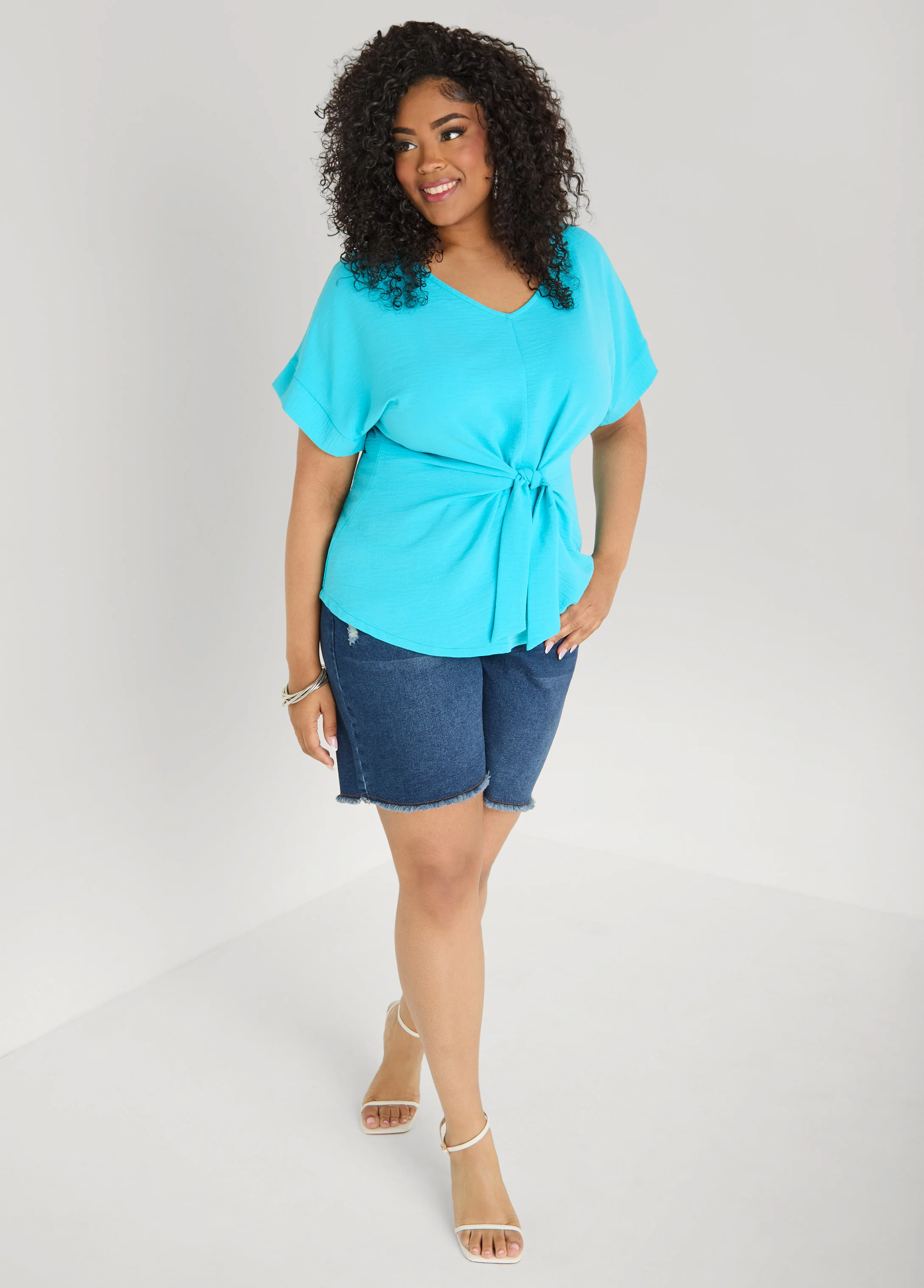 Tie Front V Neck Top - Image 12